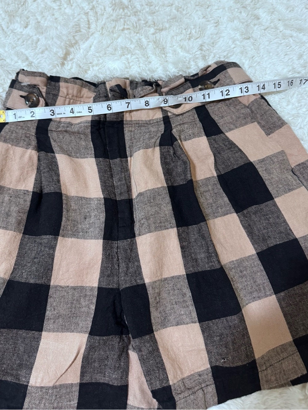 Who What Wear Black & Tan Checked High-Waist Shorts - Picture 5 of 8